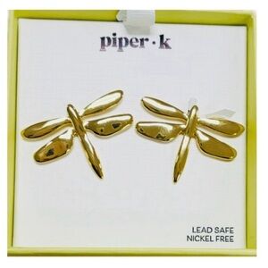 piper•k Gold Dragonfly Stud Earrings